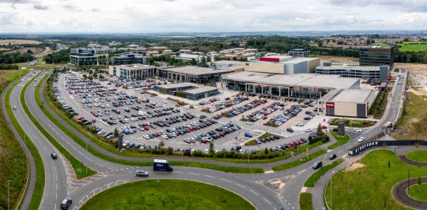 Vista aérea de un parque comercial